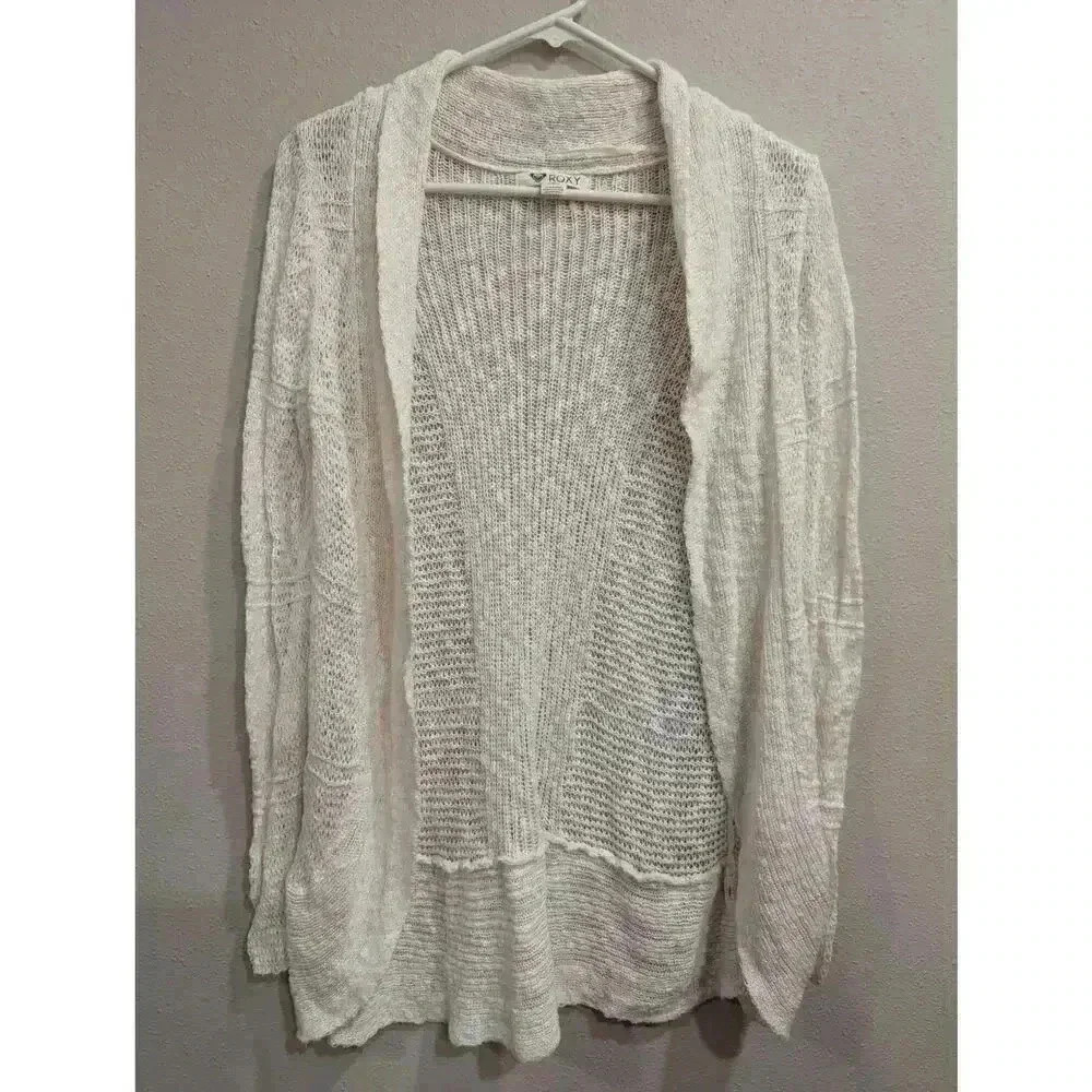 Women's white knitted long sleeve shacket by Roxy size M